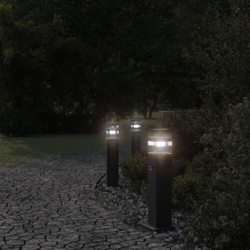 Udendørs standerlampe med sensor 50 cm aluminium sort