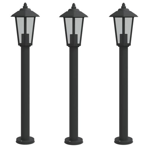 Udendørs standerlampe 3 stk. 80 cm rustfrit stål sort