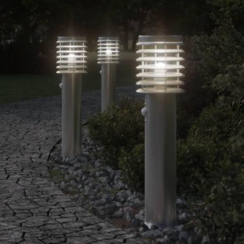 Udendørs standerlampe med sensor 60 cm rustfrit stål sølvfarvet