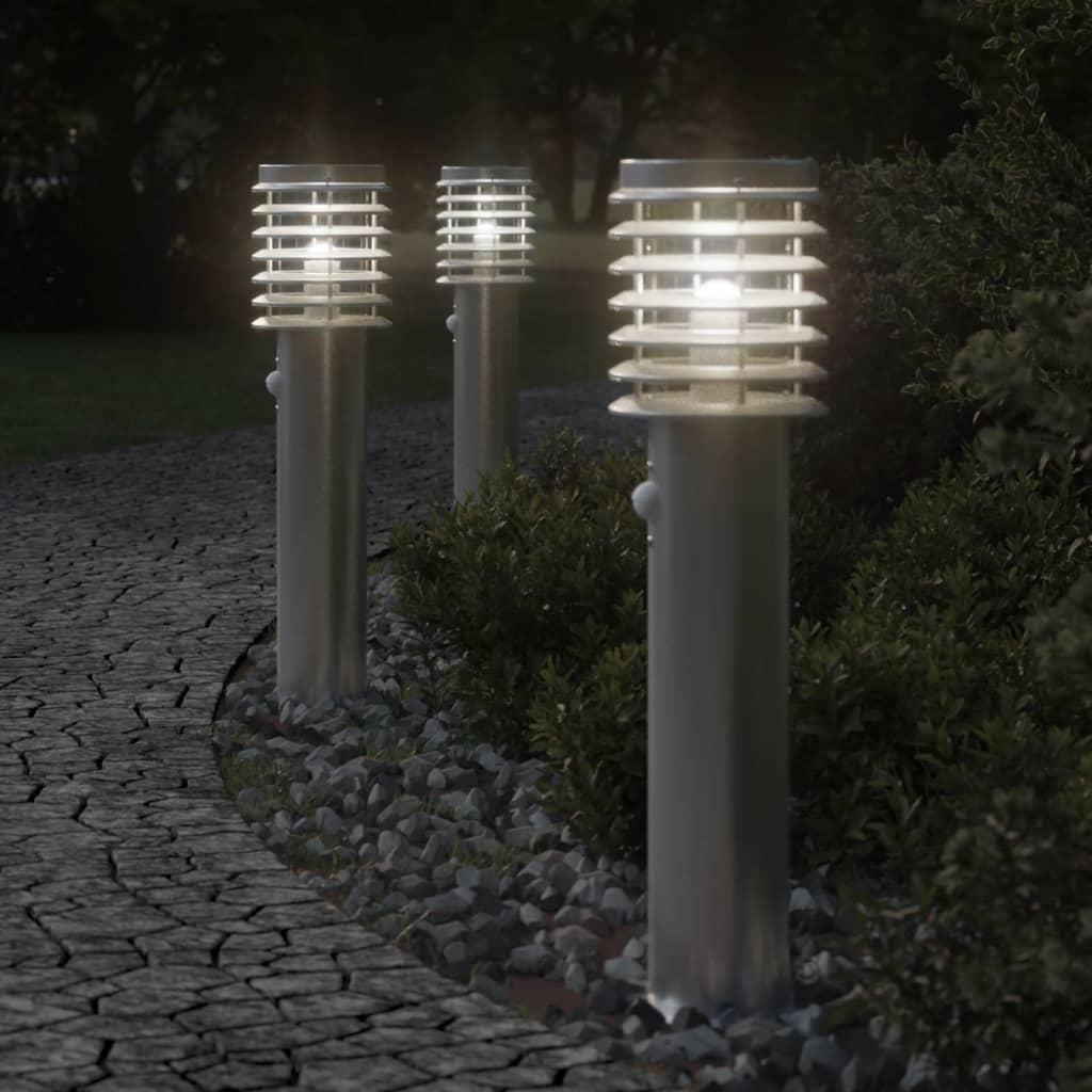 Udendørs standerlampe med sensor 60 cm rustfrit stål sølvfarvet