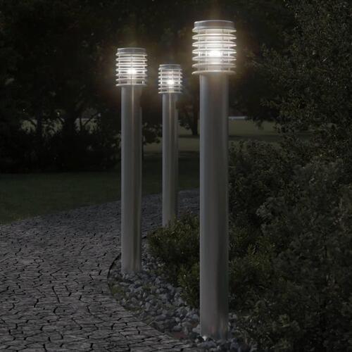 Udendørs standerlampe 110 cm rustfrit stål sølvfarvet