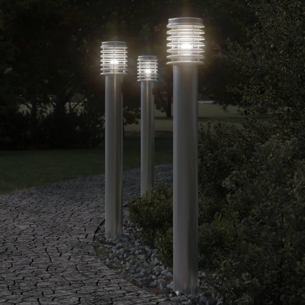 Udendørs standerlampe 110 cm rustfrit stål sølvfarvet