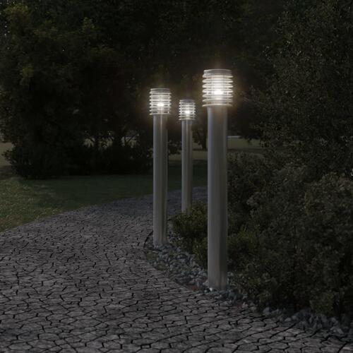 Udendørs standerlampe 110 cm rustfrit stål sølvfarvet
