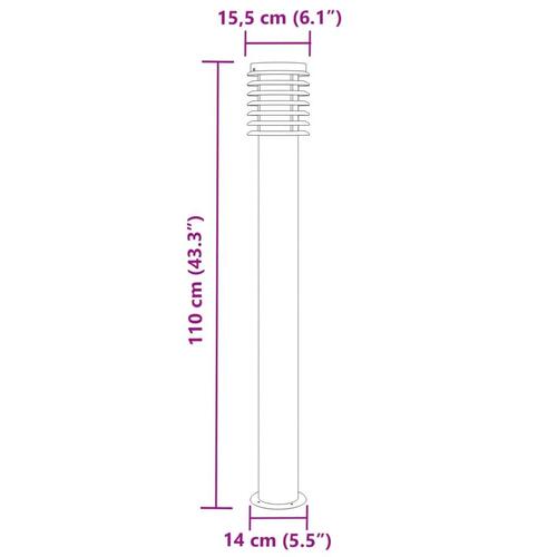 Udendørs standerlampe 110 cm rustfrit stål sølvfarvet