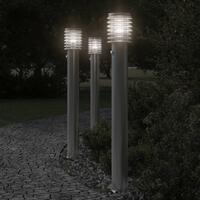 Udendørs standerlampe med sensor 110 cm rustfrit stål sølv