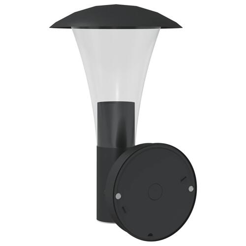 Udendørs væglamper med sensor 2 stk. rustfrit stål sort