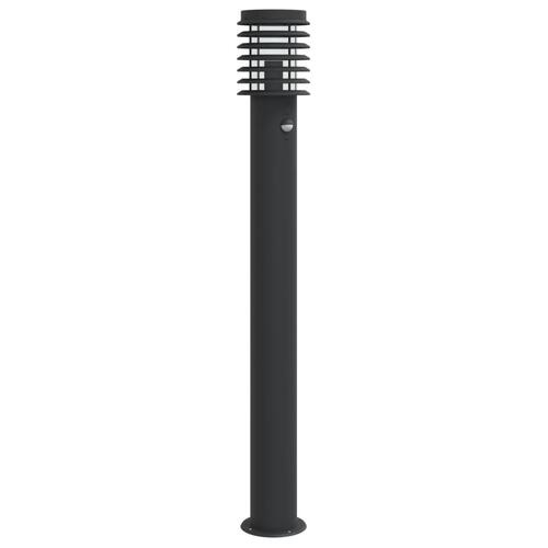 Udendørs standerlampe med sensor 110 cm rustfrit stål sort