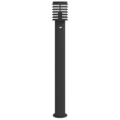 Udendørs standerlampe med sensor 110 cm rustfrit stål sort
