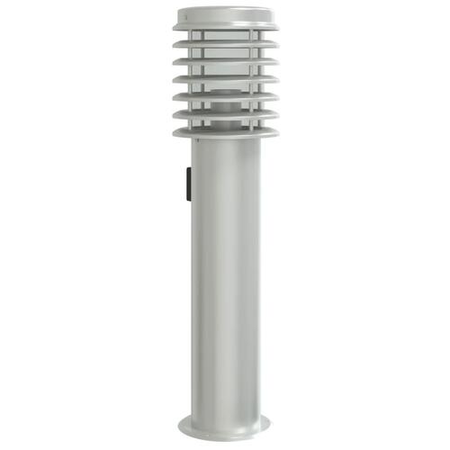 Udendørs standerlampe med stikkontakt 60 cm rustfrit stål sølv