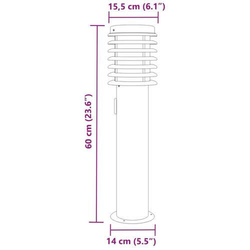 Udendørs standerlampe med stikkontakt 60 cm rustfrit stål sølv