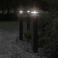 Udendørs standerlamper 3 stk. med sensor 80 cm aluminium sort