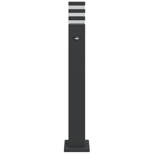 Udendørs standerlamper 3 stk. med sensor 80 cm aluminium sort