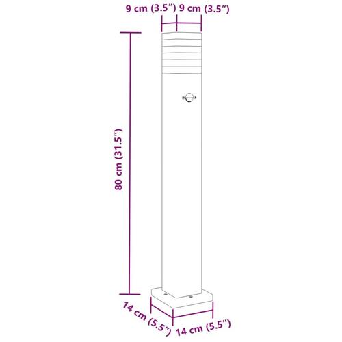 Udendørs standerlamper 3 stk. med sensor 80 cm aluminium sort