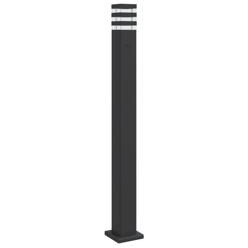 Udendørs standerlampe med stikkontakt 110 cm aluminium sort