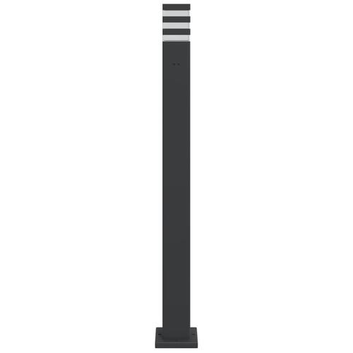 Udendørs standerlampe med stikkontakt 110 cm aluminium sort