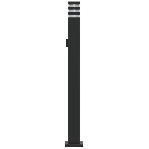 Udendørs standerlampe med stikkontakt 110 cm aluminium sort