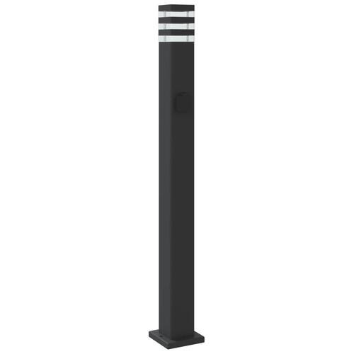 Udendørs standerlampe med stikkontakt 110 cm aluminium sort