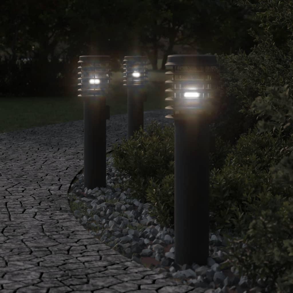 Udendørs standerlamper 3stk stikkontakt 60cm rustfrit stål sort