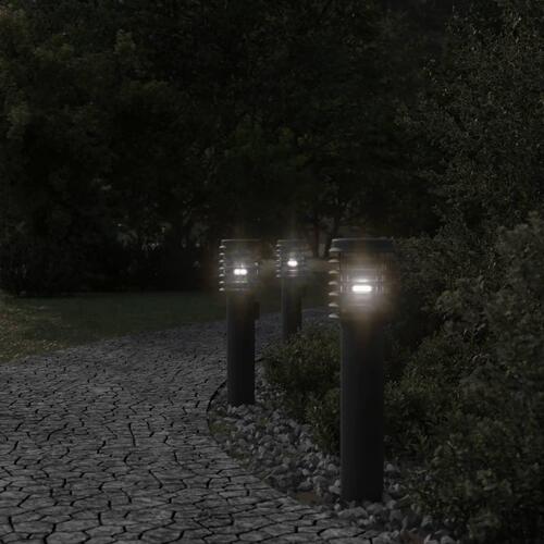 Udendørs standerlamper 3stk stikkontakt 60cm rustfrit stål sort