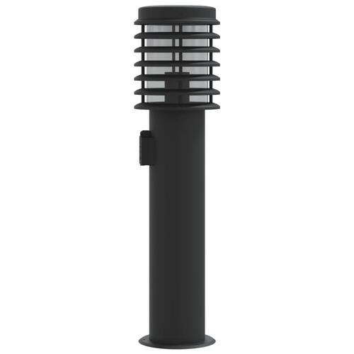 Udendørs standerlamper 3stk stikkontakt 60cm rustfrit stål sort