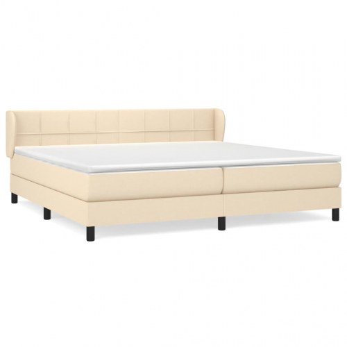 Kontinentalseng med madras 200x200 cm - stof, cremefarvet