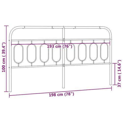 Sengegavl 193 cm metal hvid