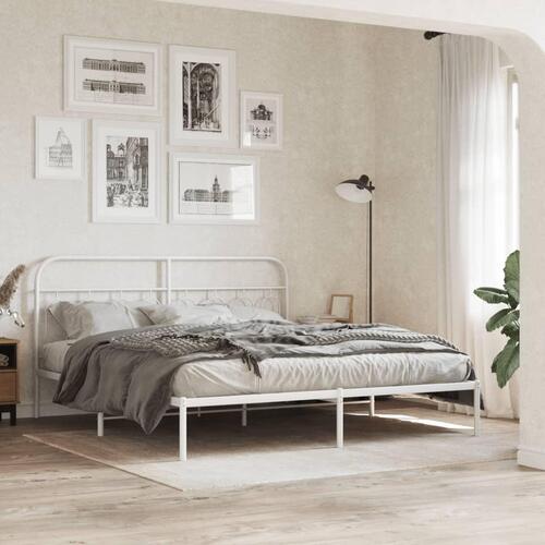 Sengegavl 160 cm metal hvid