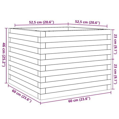 Plantekasse 60x60x46 cm massivt fyrretræ