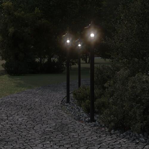 Udendørs standerlamper 3 stk. 120 cm rustfrit stål sort