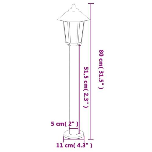 Udendørs standerlampe 80 cm rustfrit stål sølvfarvet