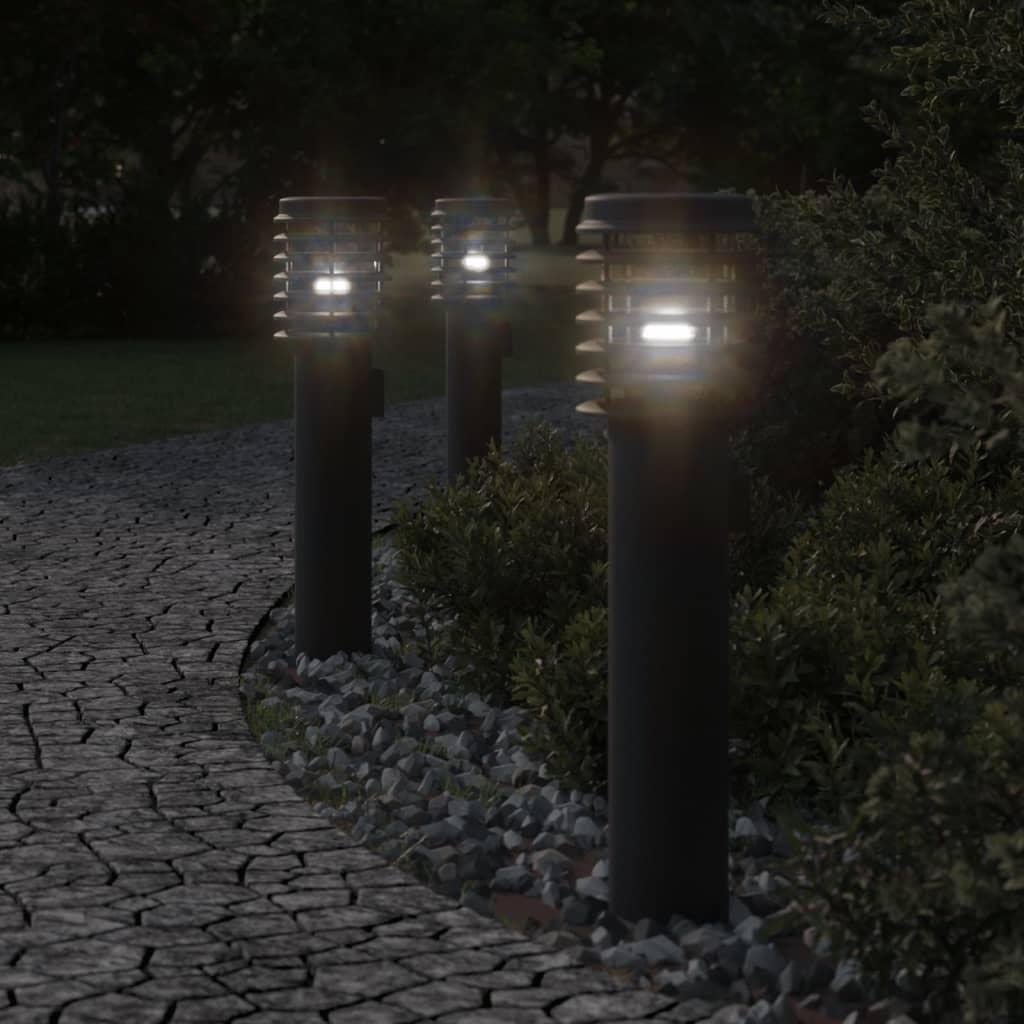 Udendørs standerlampe 3 stk. 60 cm rustfrit stål sort billede