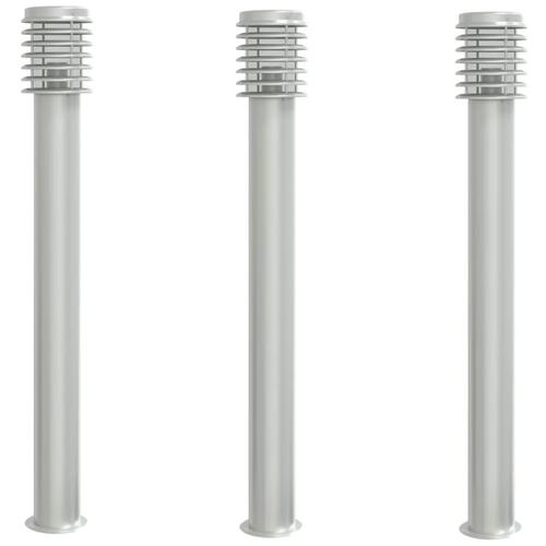 Udendørs standerlamper 3 stk. 110 cm rustfrit stål sølvfarvet