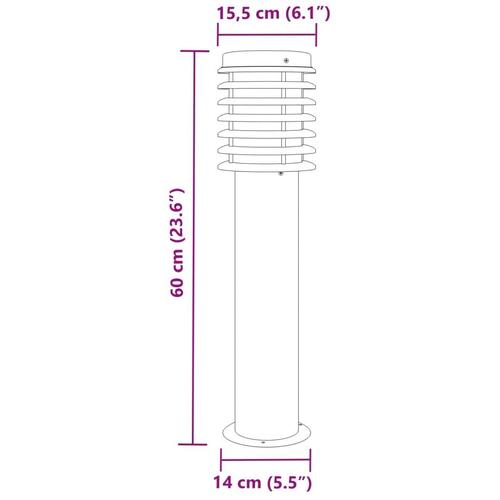 Udendørs standerlampe 60 cm rustfrit stål sølvfarvet