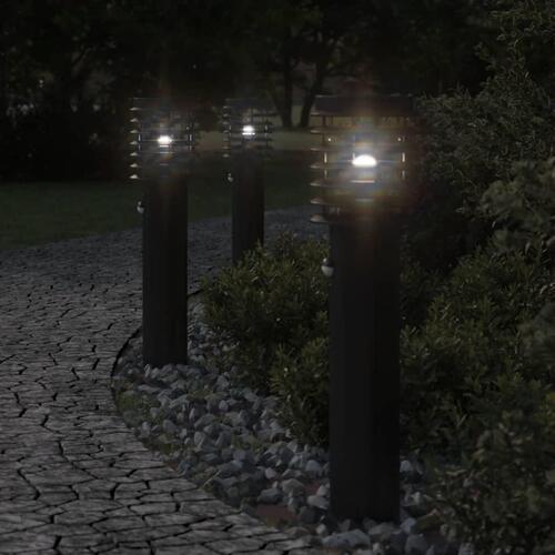 Udendørs standerlampe med sensor 60 cm rustfrit stål sort