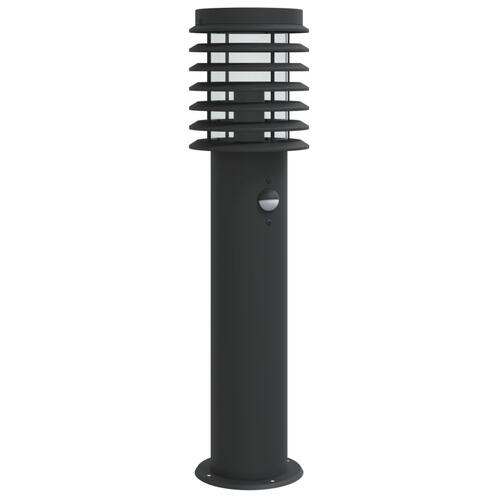 Udendørs standerlampe med sensor 60 cm rustfrit stål sort