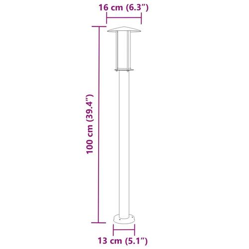 Udendørs standerlampe 100 cm rustfrit stål sort