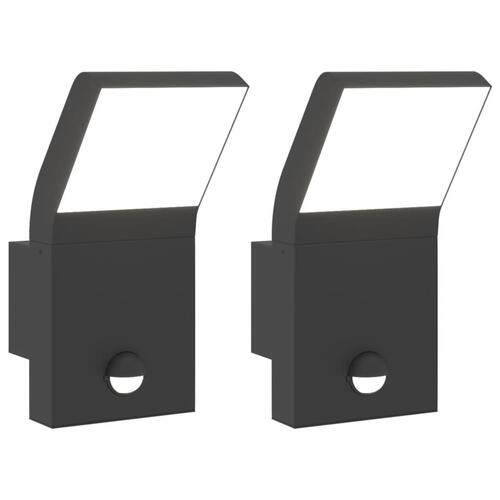 Udendørs LED-væglamper 2 stk. sensorer trykstøbt aluminium sort