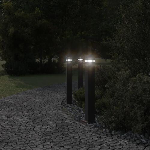 Udendørs standerlampe med stikkontakt 80 cm aluminium sort