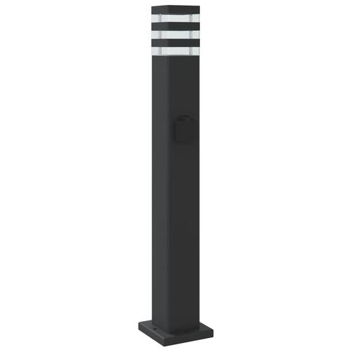 Udendørs standerlampe med stikkontakt 80 cm aluminium sort