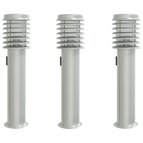 Udendørs standerlamper 3stk stikkontakt 60cm rustfrit stål sølv