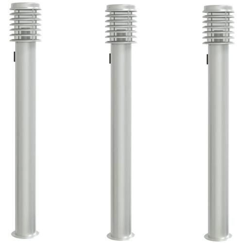 Udendørs standerlamper 3 stk. stikkontakt 110 cm rustfrit stål