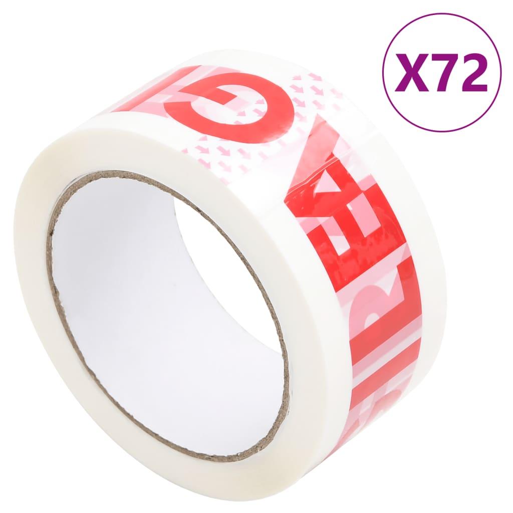 Pakketape 72 stk. 48 mm x 66 m FRAGILE-print hvid