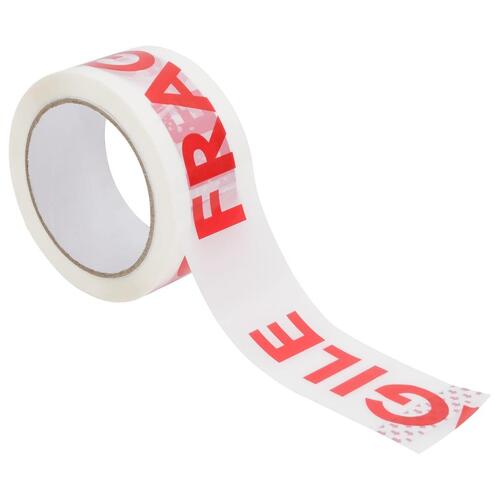 Pakketape 72 stk. 48 mm x 66 m FRAGILE-print hvid