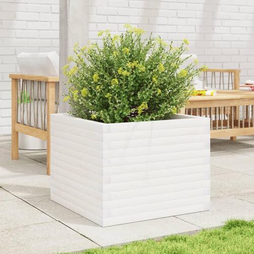 Plantekasse 60x60x46 cm massivt fyrretræ hvid