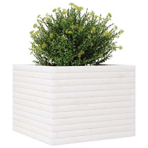 Plantekasse 60x60x46 cm massivt fyrretræ hvid
