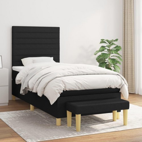 Kontinentalseng med madras 80×200 cm - stof, sort