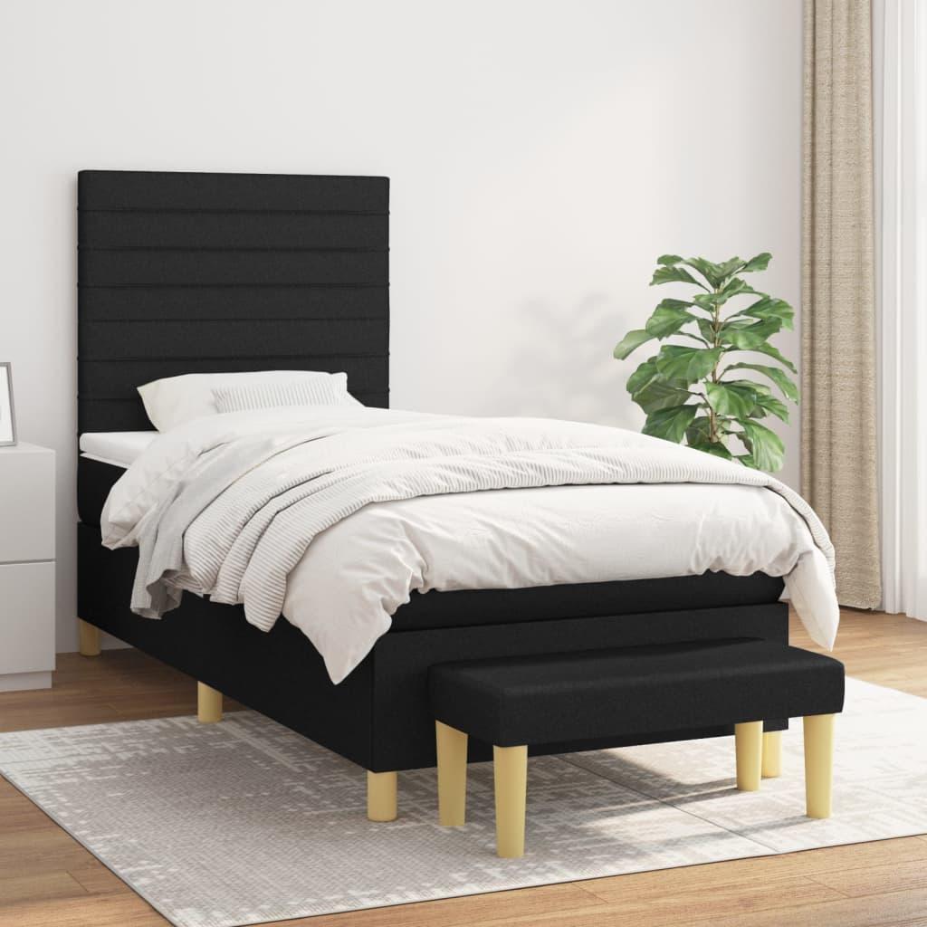 Kontinentalseng med madras 80×200 cm - stof, sort