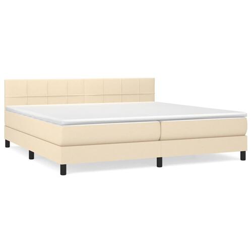 Kontinentalseng med madras 200x200 cm stof cremefarvet