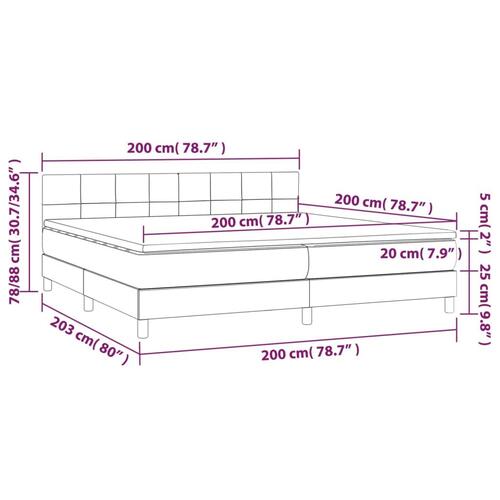 Kontinentalseng med madras 200x200 cm stof cremefarvet