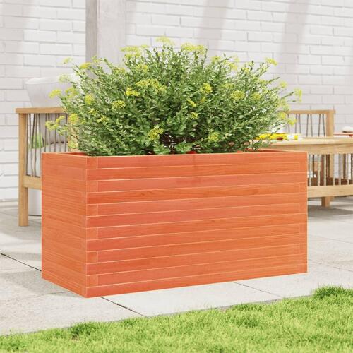 Plantekasse 90x40x46 cm massivt fyrretræ gyldenbrun